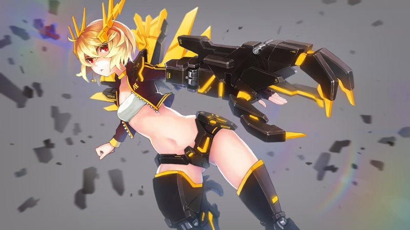 suit, mechagirl, 720P, mobile, short, original, hair, gundam, eyes, unicorn, red, thighhighs, navel