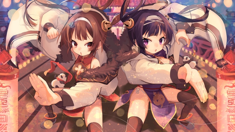 building, 2girls, chinese, konachan, tagme, eyes, purple, twintails, thighhighs, ribbons, twins, 4K, com, 258187, brown, lane, hair, dress, loli, azur