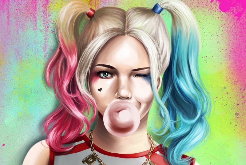 Twintails, 1080P, Comics, Girl, Harley Quinn, DC Comics, Wink