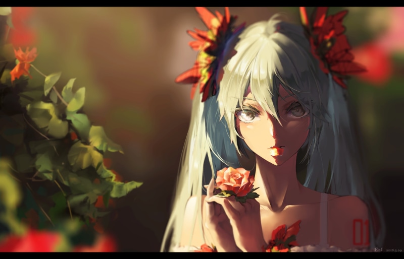 front view, anime girls, indoors, creativity, female likeness, selective focus, plant part, twintails, nature, Vocaloid, 1080P, lifestyles, Hatsune Miku