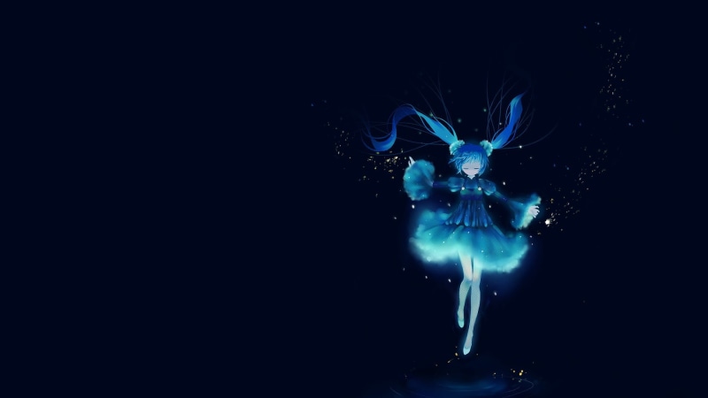 indoors, copy space, undersea, one animal, Vocaloid, water, pattern, marine, 1080P, nature, animal wildlife, swimming, Hatsune Miku, no people, close-up