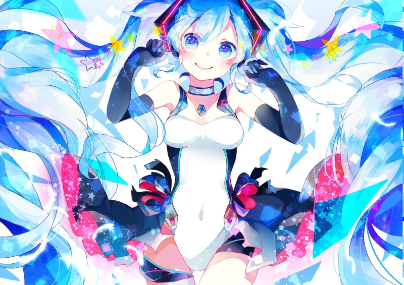 4K, vocaloid, Long Hair, anime, high angle view, women, indoors, multi colored, variation, choice, full frame, Detached Sleeves, large group of objects