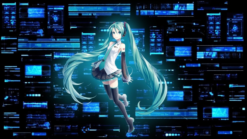 indoors, clothing, night, technology, hair, futuristic, adult, women, illuminated, fashion, full length, young women, young adult, hairstyle, Hatsune Miku