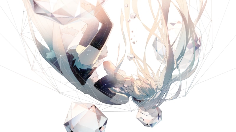 reflection, high angle view, real people, white background, 2K, studio shot, transparent, Hatsune Miku, close-up, women, nature, creativity, cut out, one person