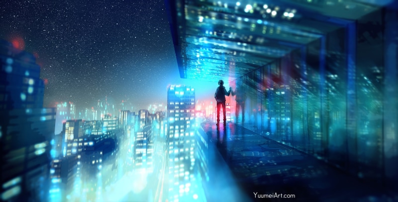 building, night, yan, reflection, stars, 1080P, male, fisheye, frey, art), watermark, (yuumei, konachan, all, placebo), (fisheye, scenic, city, com, sky