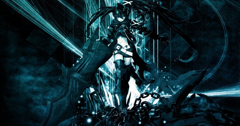 anime girls, black, 2K, metal, nightlife, rock, music, night, musical instrument, close-up, equipment, shape, light - natural phenomenon, Black Rock Shooter