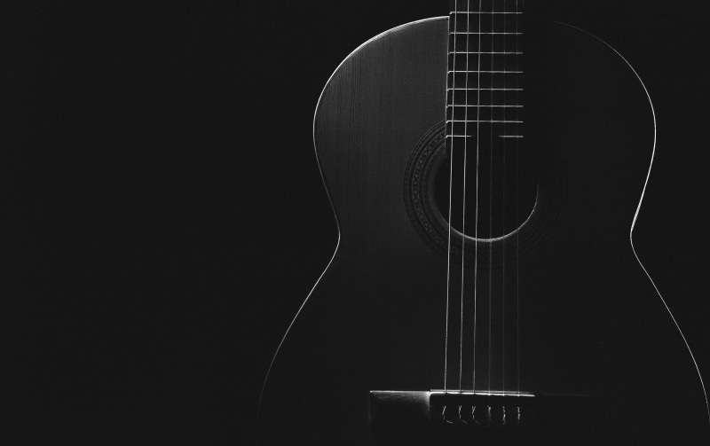 music, acoustic, guitar, photography, grayscale, 1080P, macro