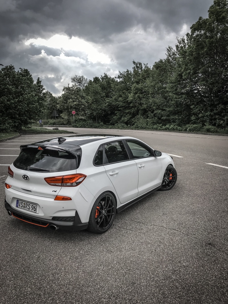 nature, plant, rear angle view, car, no people, street, city, hatchbacks, mode of transportation, i30N, Hyundai, growth, outdoors, motor vehicle, cloud - sky