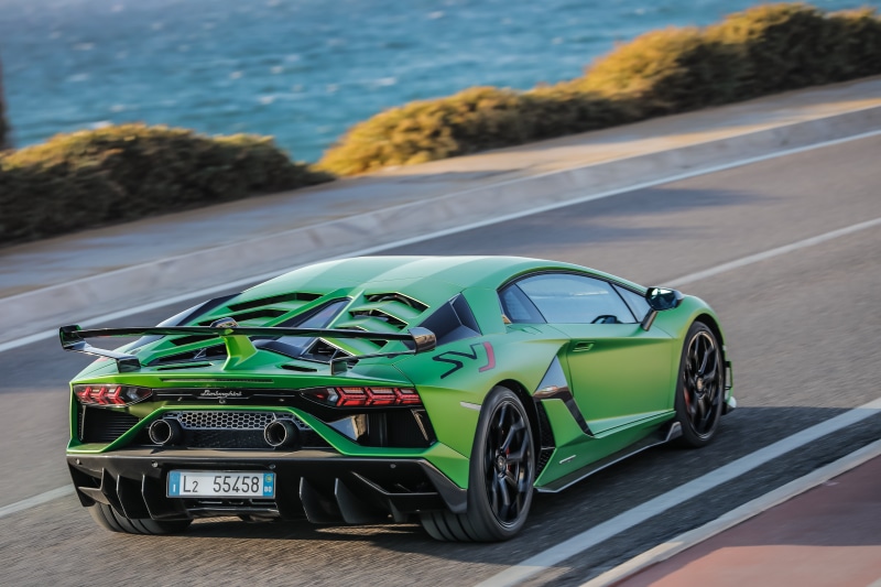 vehicle, Super Car, italian cars, Lamborghini, Lamborghini Aventador SVJ, car, green cars, supercars, 5K, rear view, Portugal, Lamborghini Aventador