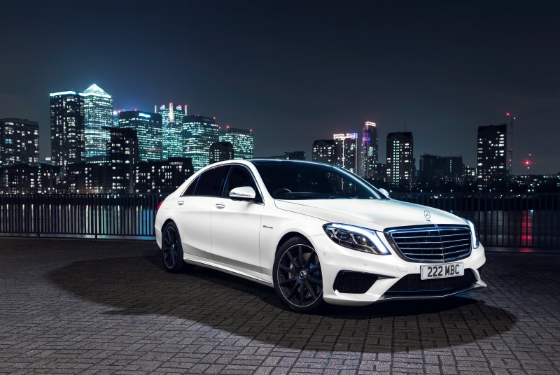 new, black Color, W222, street, white, benz, architecture, shiny, mode of transportation, clk, building exterior, skyscraper, UK-spec, city, urban skyline
