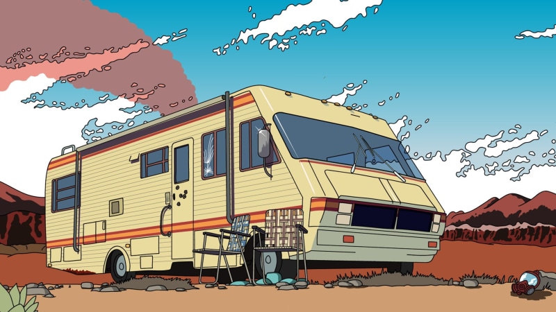 sky, low angle view, 1080P, mode of transportation, sunlight, Breaking Bad, no people, motor vehicle, train - vehicle, transportation, built structure