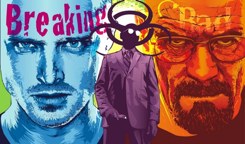 looking at camera, Movies, one person, human representation, real people, art and craft, portrait, breaking bad, multi colored, communication, digital composite