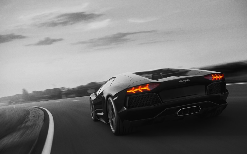 monochrome, sports car, vehicle, car, Lamborghini Aventador LP700-4, asphalt, black cars, 2K, supercars, Lamborghini