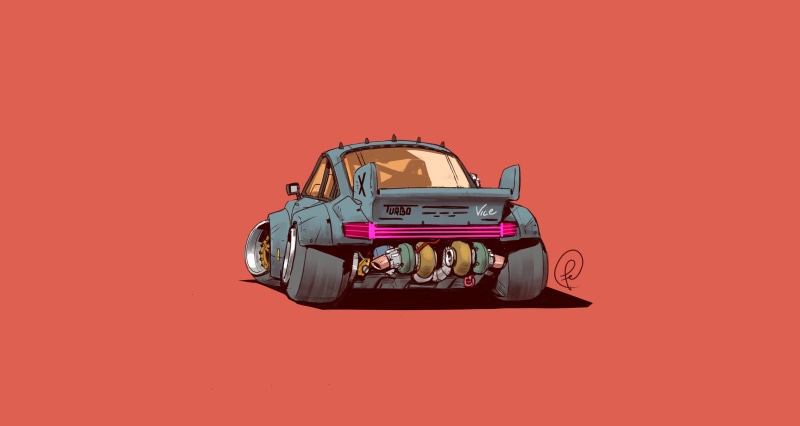 red, copy space, indoors, retro styled, illustration, wealth, music, artwork, close-up, obsolete, car, Porsche, grey, still life, fashion, colored background