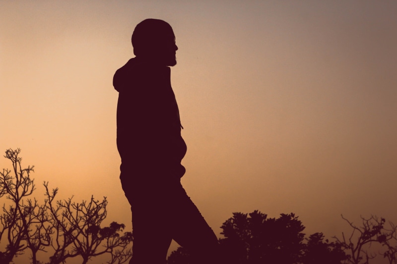 meditation, dream, orange color, frustrated, nature, lifestyles, silhouette, children, disappointed, standing, leisure activity, beauty in nature, boy