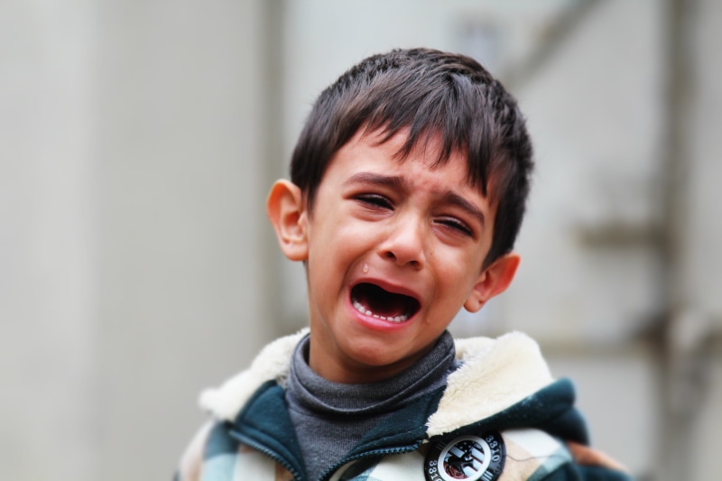 sad, day, 5K, crying, men, one person, black hair, focus on foreground, boy, innocence, front view, unhappy, males, offspring, facial expression, hairstyle