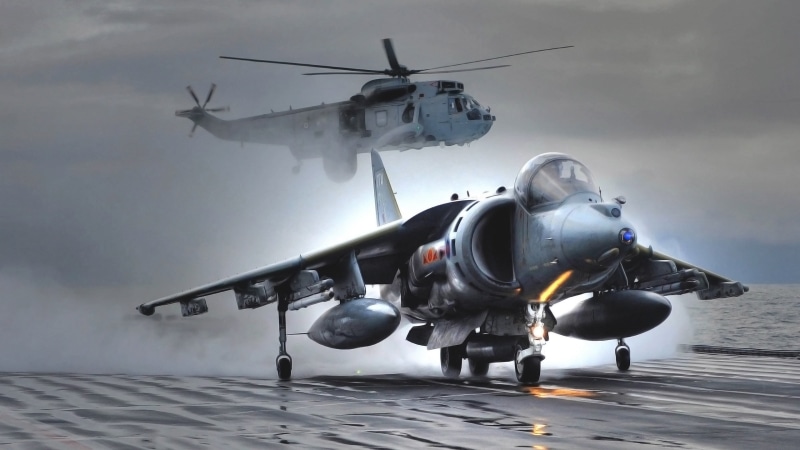 army, AV-8B Harrier II, nature, motion, military airplane, plane, navy, on the move, Westland WS-61 Sea King AEW.2A, military aircraft, military, aerospace industry