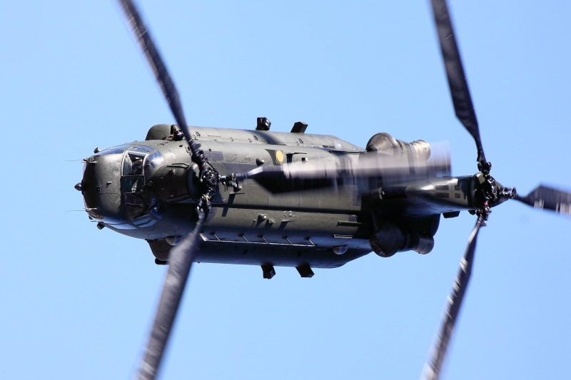 vehicle, machinery, gray, armed forces, air vehicle, aircraft, security, day, low angle view, transportation, engine, car, no people, blue, sky, mode of transportation