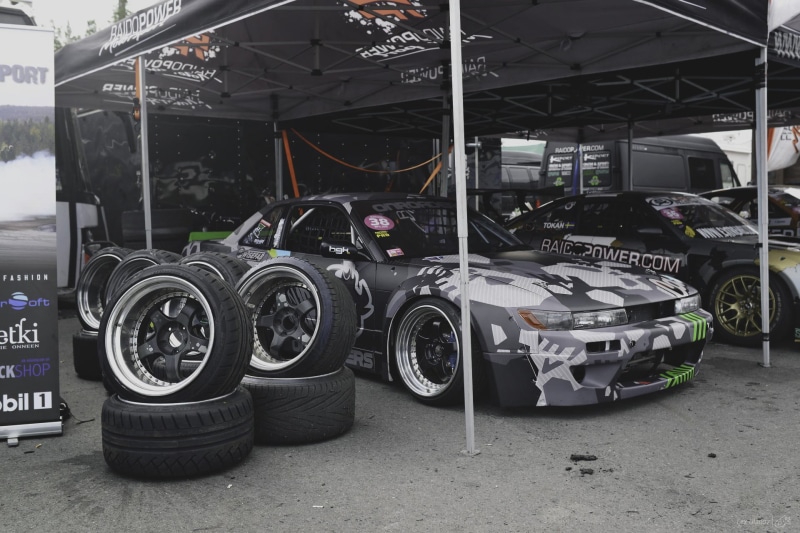 wheel, obsolete, no people, S13, stationary, tire, vehicle, industry, Gatebil, mode of transportation, indoors, 1080P, Rudskogen,  FailCrew, stack, car