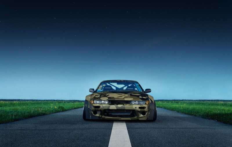 nissan silvia, land, space, photography, land vehicle, motor vehicle, no people, mode of transportation, star - space, direction, Silvia S13, Stanceworks
