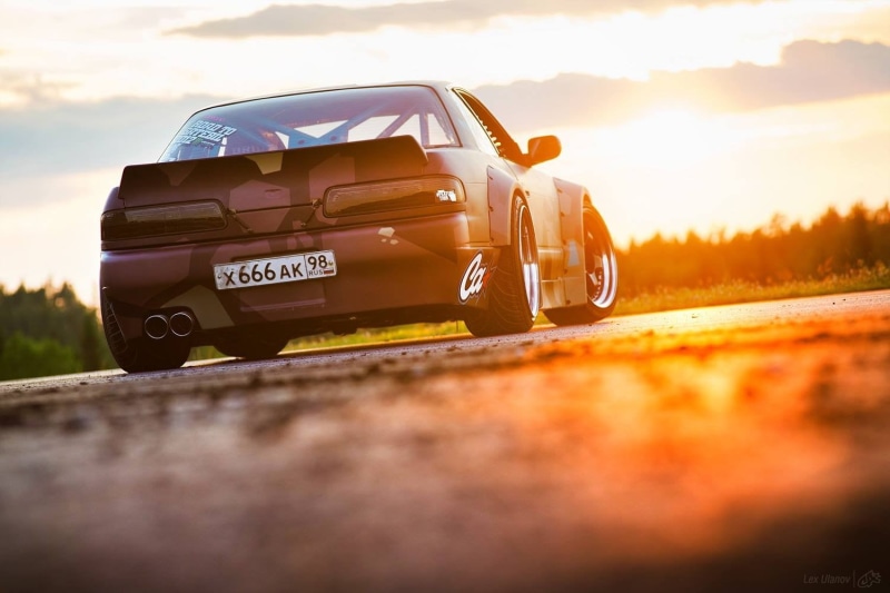 day, coupe, transportation, purple, motor vehicle, road trip, S13, sunlight, Sun, nature, Rocket Bunny, Nissan, sunset, black, mode of transportation, environment