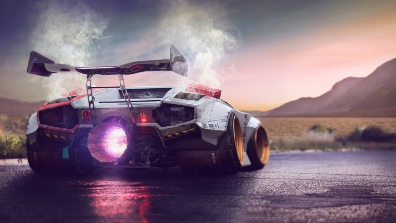 turbines, white, Super Car, nature, artwork, protection, smoke - physical structure, conflict, transportation, wheel, 1080P, car, adventure, burning, motion
