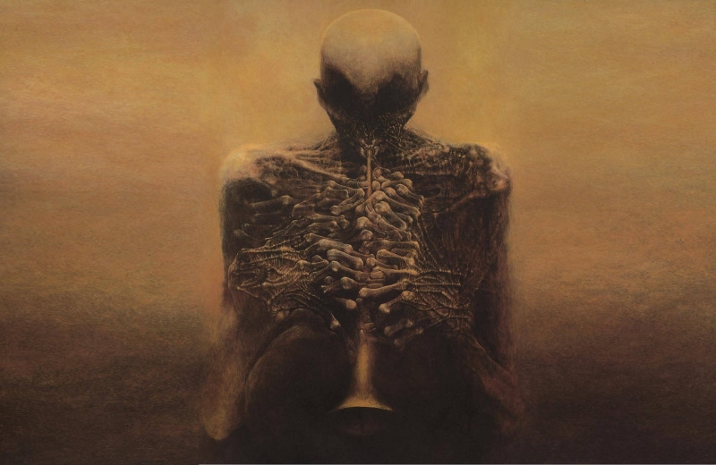 Zdzisław Beksiński, painting, dark, 2K, Polish, brown, detailed