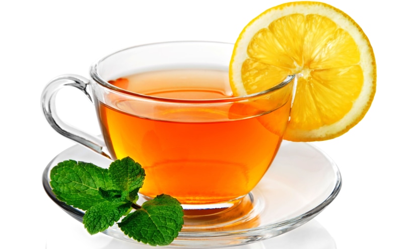 household equipment, tea - Hot Drink, breakfast, fruit, mug, hot drink, white, glass, yellow, slice, glass - Material, cup, leaf, crockery, non-alcoholic beverage