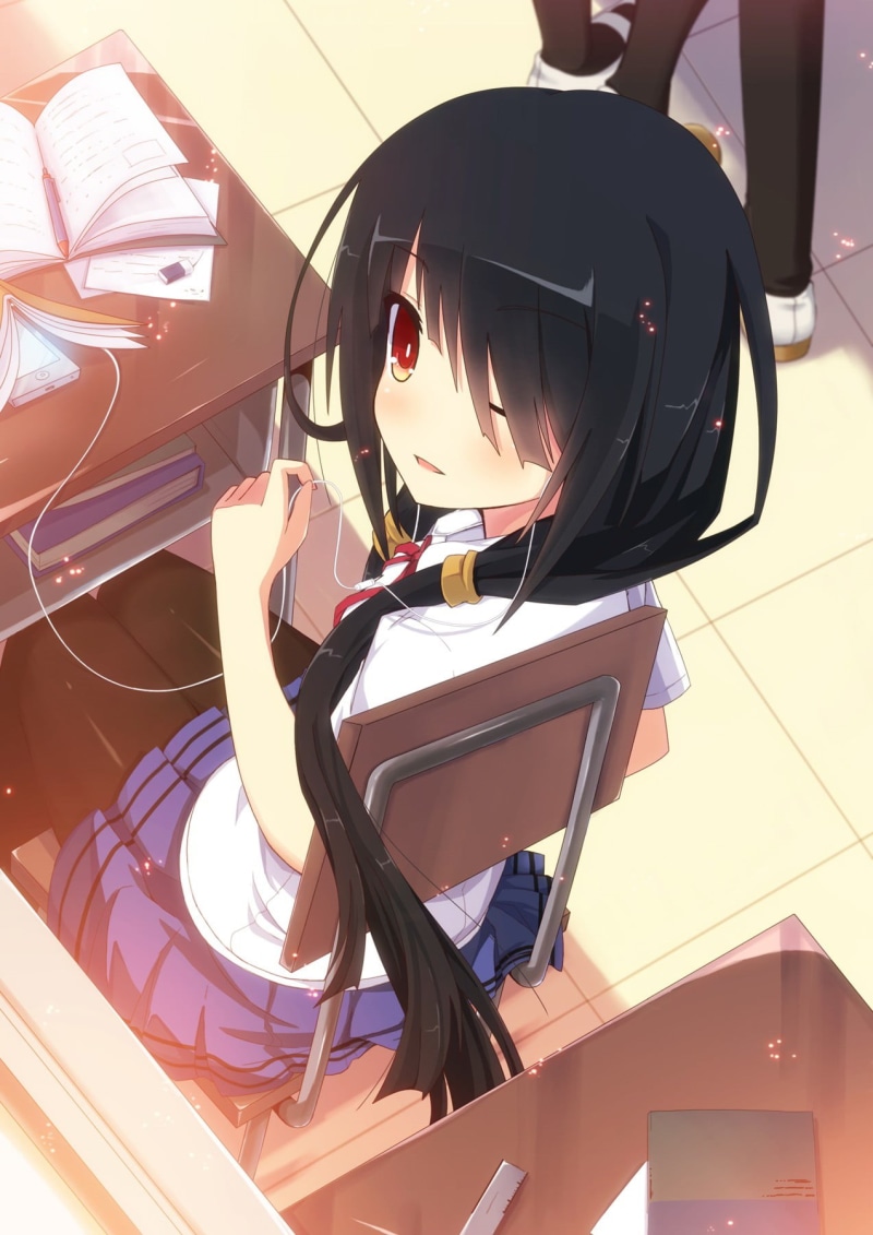 headphones, communication, Date A Live, arts culture and entertainment, 720P, music, character, technology, listening, anime, portrait, haired, wireless technology