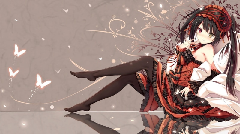Date A Live, nature, beautiful woman, fashion, 720P, glowing, women, adult, front view, indoors, Tokisaki Kurumi, event, one person, heterochromia, anime girls