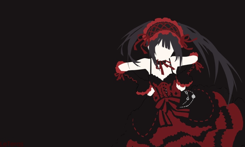 indoors, human representation, creativity, illuminated, anime girls, Tokisaki Kurumi, leisure activity, red, copy space, representation, art and craft