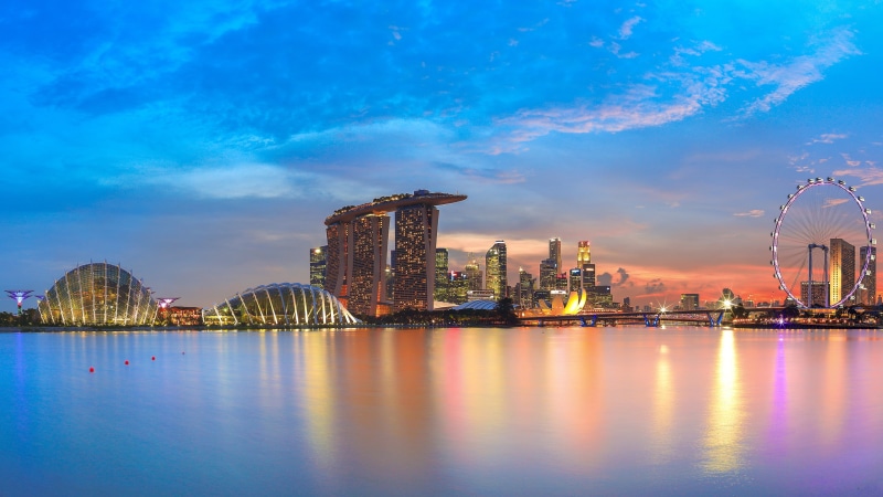 singapore, skyscrapers, ferris, wheel, buildings, cityscape, 2K, hd
