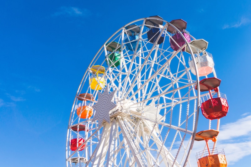 amusement, turning, arts culture and entertainment, traveling Carnival, spinning, outdoors, clear sky, various, carnival - celebration event, no people