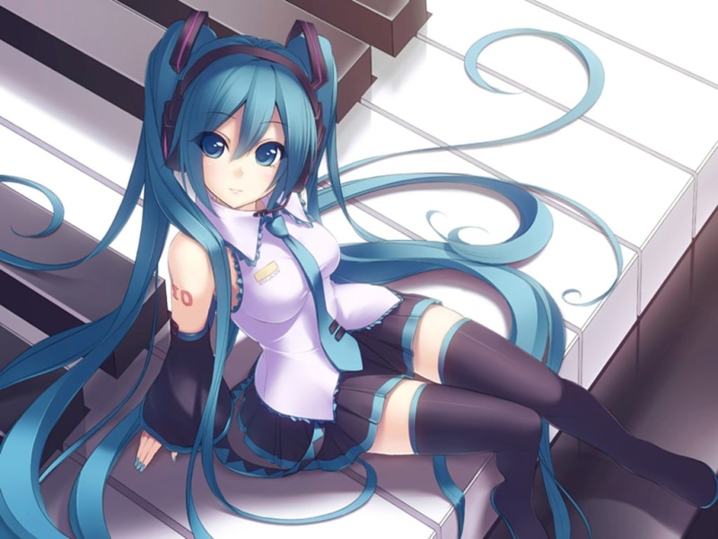 technology, blue, vocaloid, close-up, art and craft, low angle view, human representation, no people, Detached Sleeves, sexy anime, lighting equipment