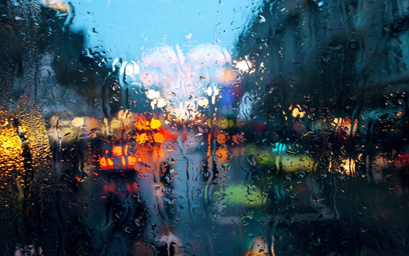 raindrop, close-up, street, city, monsoon, textured Effect, land vehicle, rain, outdoors, transparent, 2K, transportation, abstract, pattern, motor vehicle