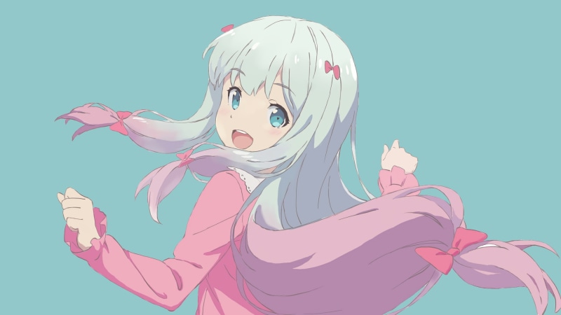 white hair, Eromanga-sensei, Izumi Sagiri, anime, simple background, 1080P, artwork, loli, white skin, blue eyes, anime girls