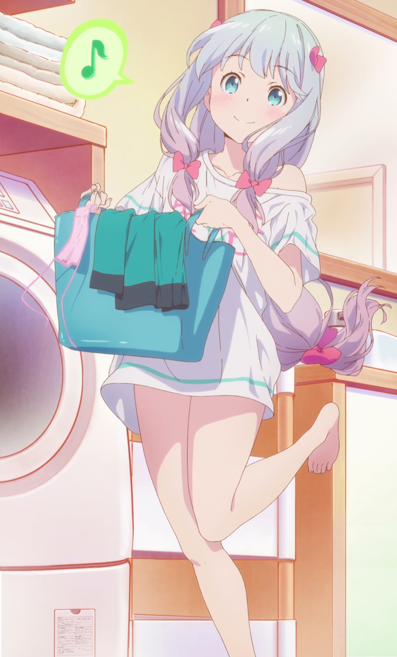 Eromanga-sensei, anime girls, barefoot, washing machine, Izumi Sagiri, laundry, anime, 2K
