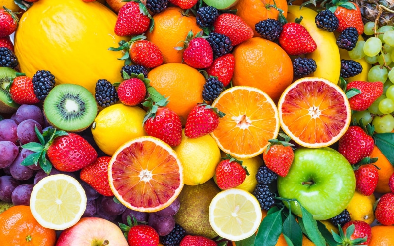 Strawberries, Apple, Raspberries, 2K, Orange, Fruits, Kiwi, Fresh, Grape, assorted