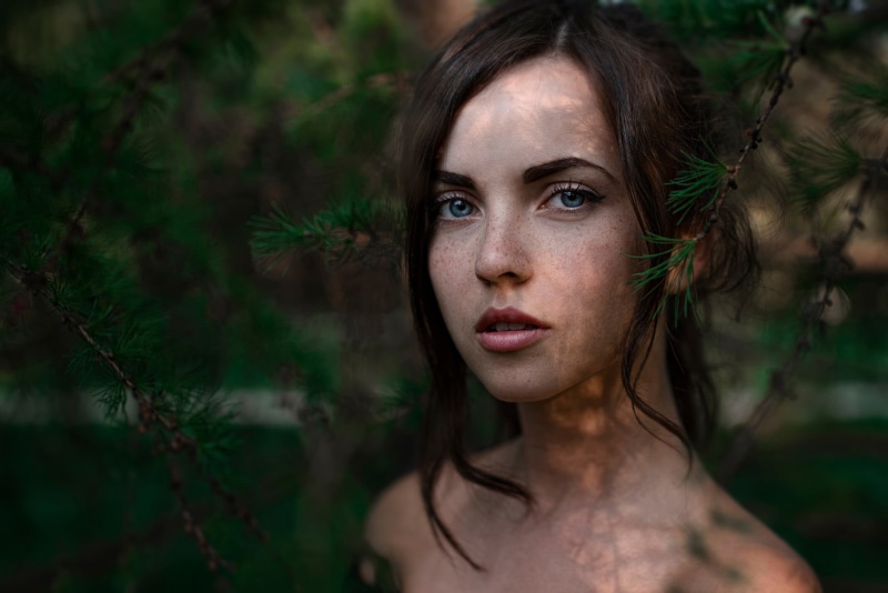 headshot, looking, model, 1080P, woman, lifestyles, plant, blue eyes, brunette, teenager, young women, face, outdoors, real people, beauty, Georgy Chernyadyev