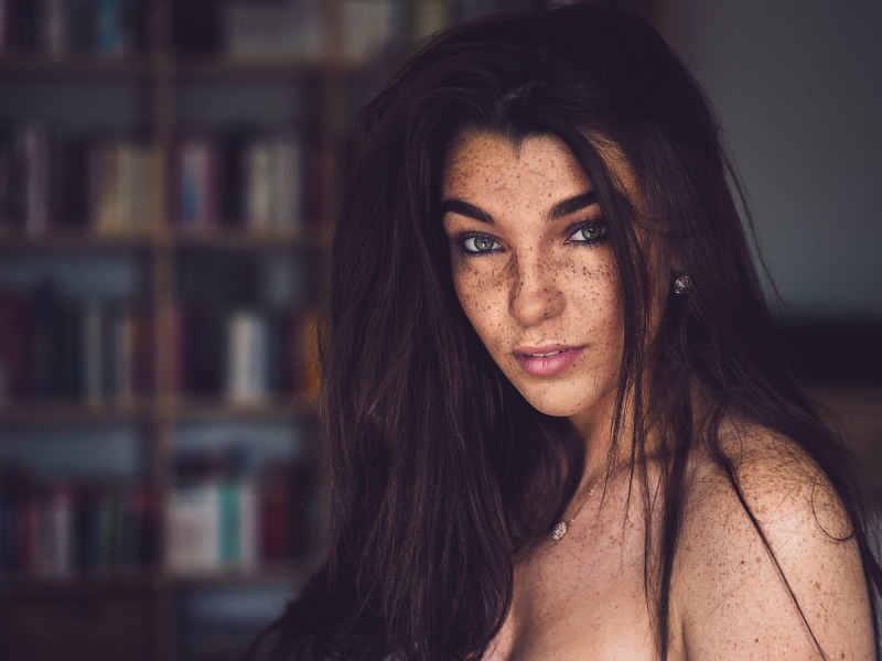 candid, dark, cheerful, brown, relaxation, cute, young Women, women, copy Space, caucasian Ethnicity, book, 1080P, headshot, haired, standing, library