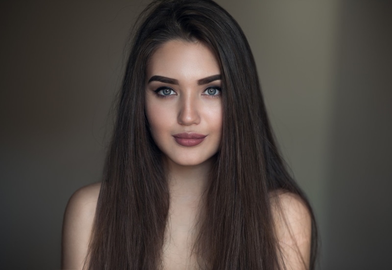 1080P, portrait, women, long hair, face, simple background, Ulyana Mokraya