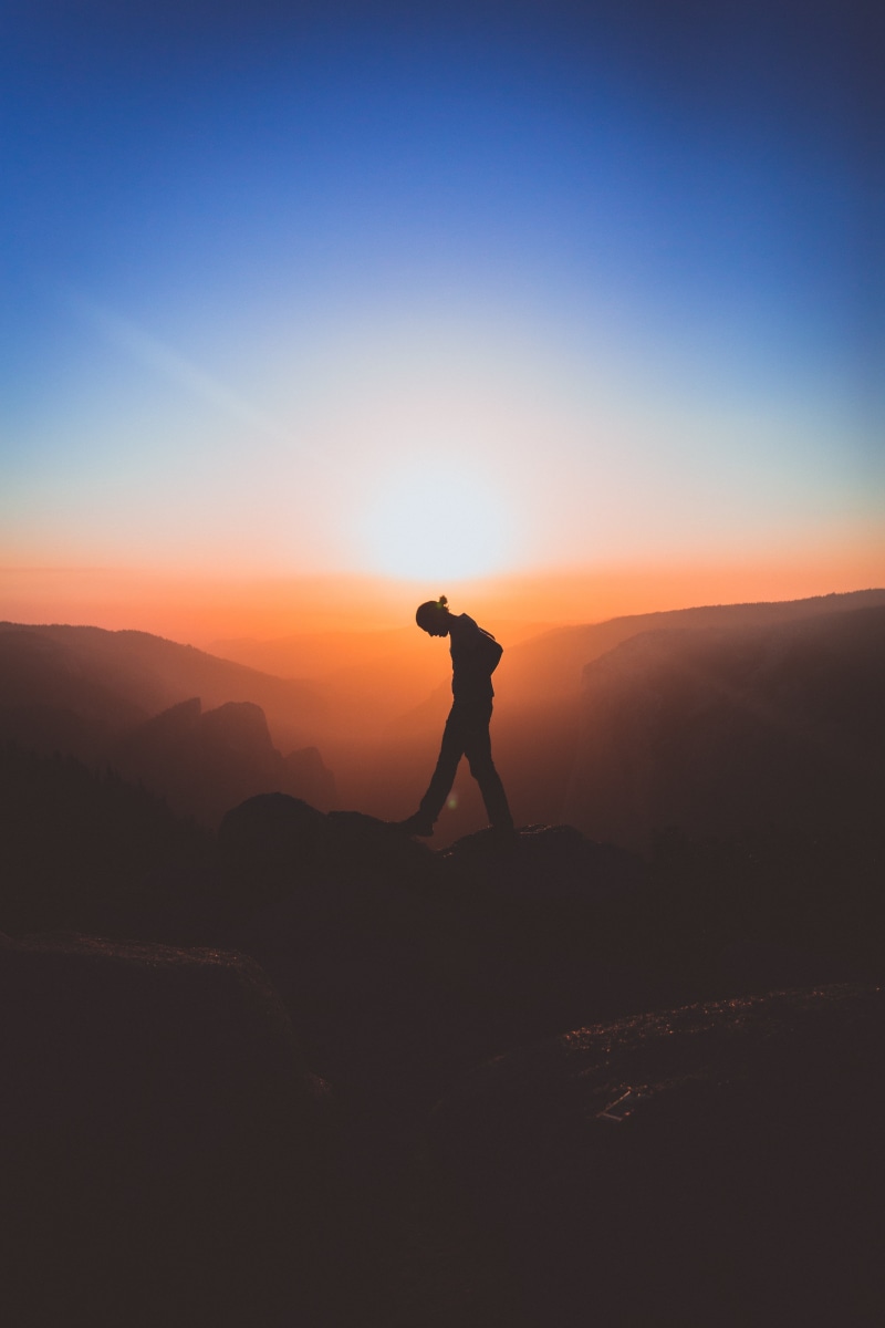 men, outdoors, sport, sunset, hiking, real people, backpack, females, nature, side view, black Color, beauty In Nature, solitude, asia, cliff, landscape