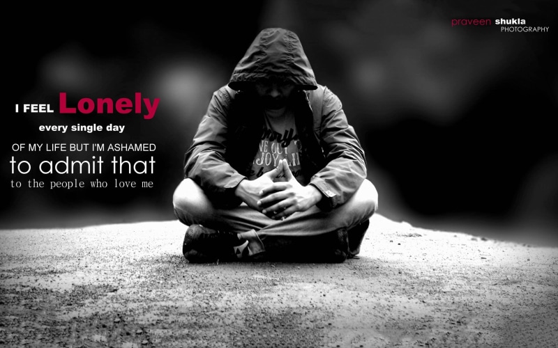 solitude, quote, Typography, Dark, lifestyles, social issues, crouching, hood - clothing, Sadness, emotion, depression - sadness, one person, mood, sitting