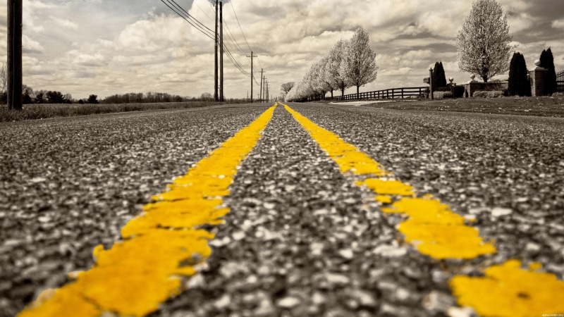 monochrome, way, endless, road, bandw, photo, asphalt, 4K