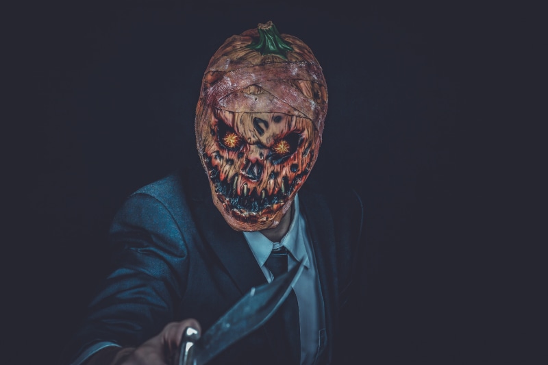 nightmare, mask - disguise, creature, mystery, holding, creepy, dark, photo montage, disguise, jagtmesser, looking at camera, men, human body part, evil
