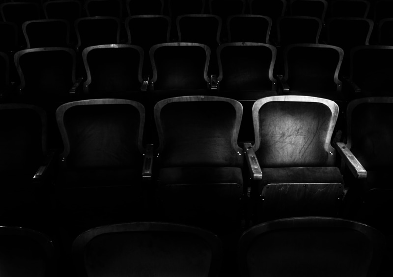grayscale, photography, repetition, auditorium, film industry, gang, chair, black and white, large group of objects, cinema, lonely, movie theater, arrangement