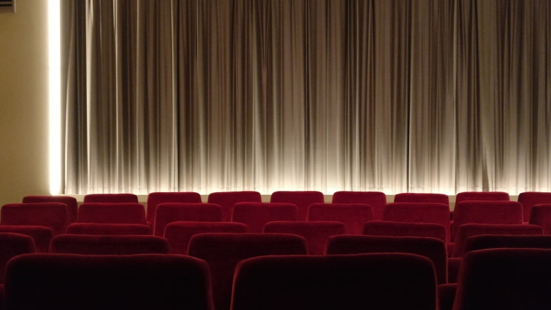arts culture and entertainment, 4K, sit, performing arts event, red, theater, covered, indoors, stage, canvas, steamed, cinema, luxury, no people, film industry