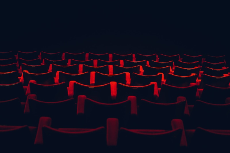 large group of objects, no people, event, entertainment, audience, illuminated, theater, seat, film industry, absence, red, lot, repetition, backgrounds