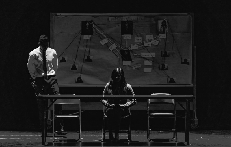 two people, black and white, young men, casual clothing, lifestyles, investigation, music, musician, standing, real people, 4K, stage, seat, woman, chairs
