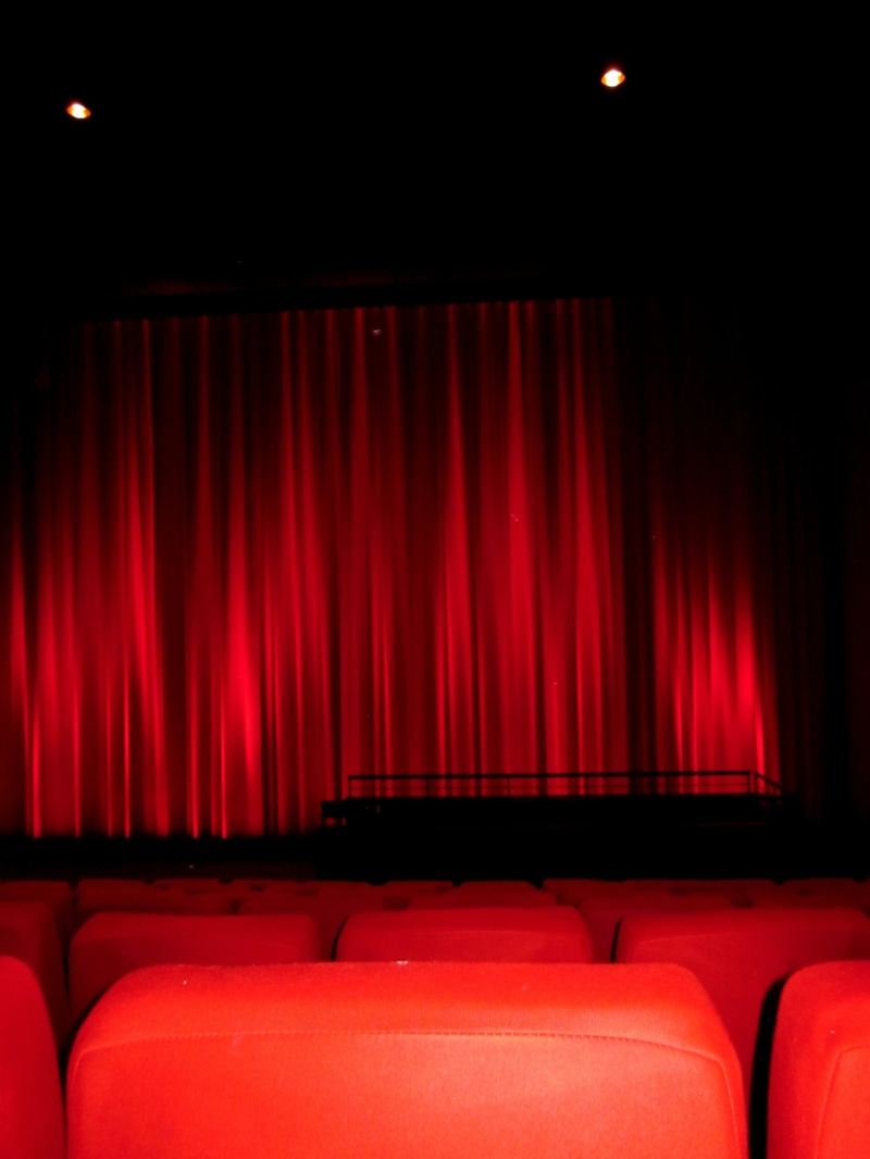 cinema fan, going out, in a row, hobby, cinema lovers, theater, hall, stage light, no people, film industry, purple, stage, entertainment, spotlight, cinema